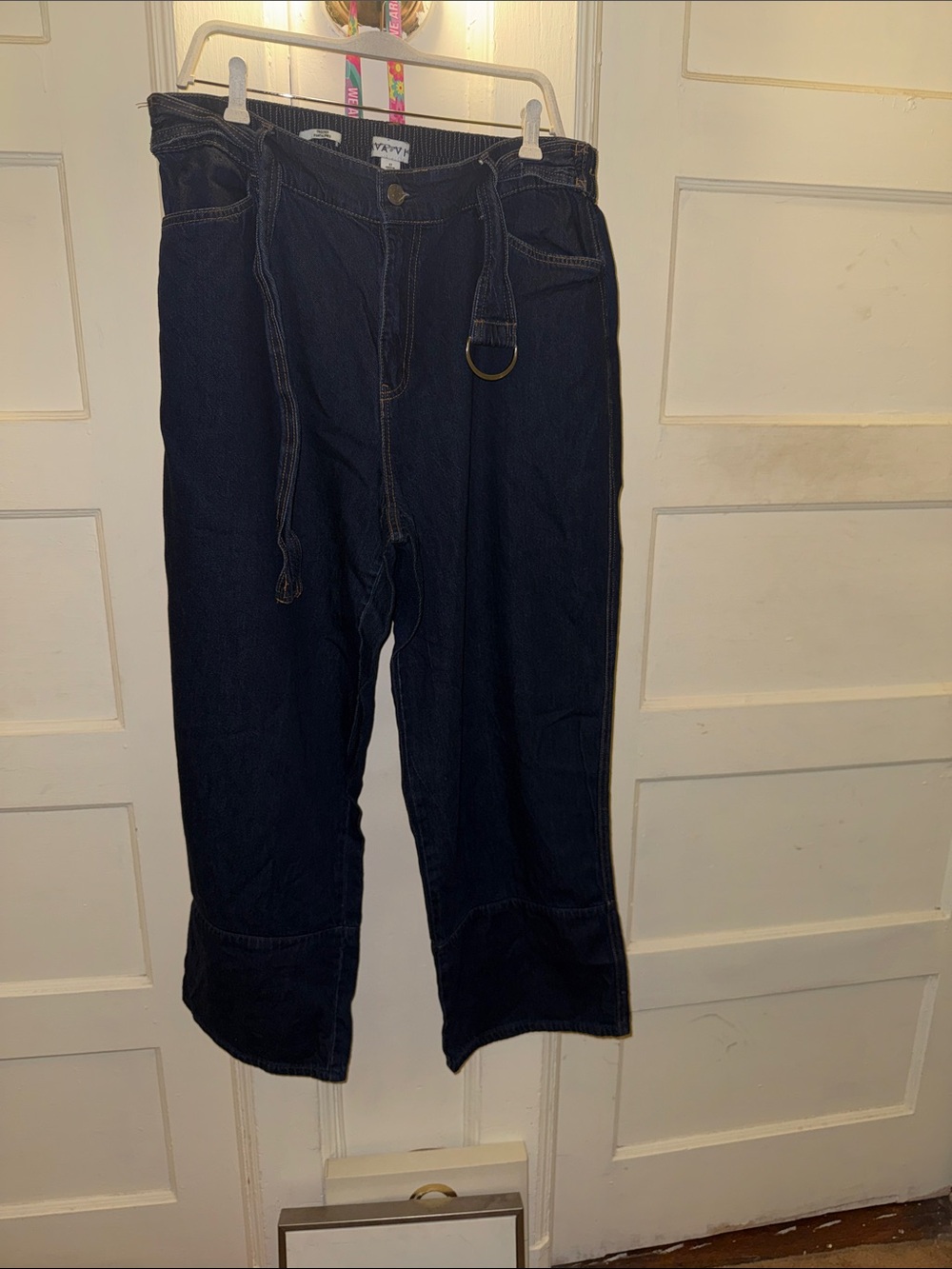 Ava & Viv Dark Blue Cropped Wide-Leg Jeans